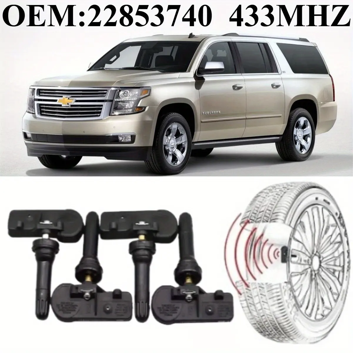 1Pcs/4Pcs OEM#22853740 #433MHZ TPMS/Tire Pressure Sensor For:#BUICK(ENCLAVE ENCORE-GX LACROSSE REGAL) #CADILLAC(ATS CT6 CTS ESCALADE SRX XT4 XT5 XT6) #CHEVROLET(BLAZER CAMARO CAPTIVE CRUZE IMPALA MALIBU SILVERADO TRAILBLAZER TRAX VOLT) #GMC #OPEL...