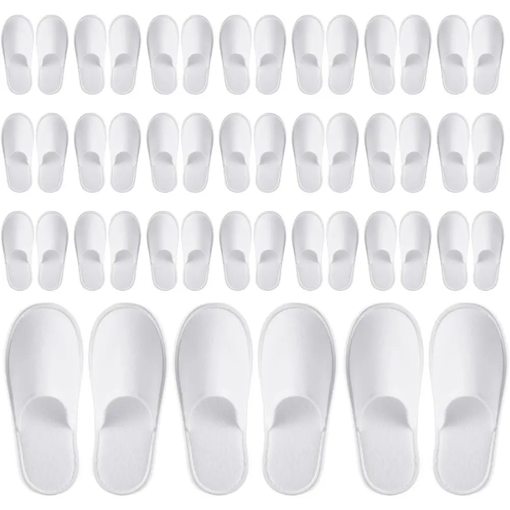 Disposable Cotton House Slippers - 24 Pairs Bulk Closed-Toe Footwear for Guests, Bedrooms, Stylish EVA Slide for Shoeless Spaces (US Men Size 10, Women's Size 11)