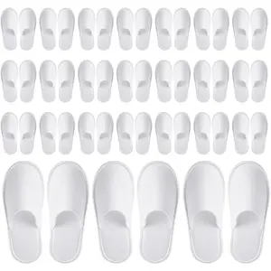 24 Pairs Disposable House Slippers for Guests-Bulk Slipper Pack for Hotel, Spa, Travel, Shoeless Home, White Closed Toe (US Men Size 10, Women 11)