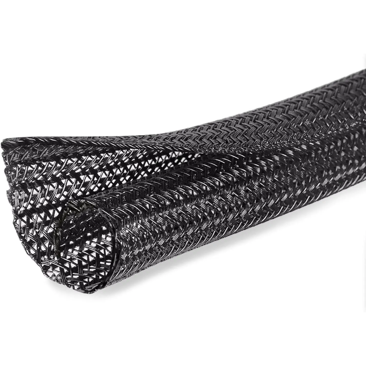 25ft - 1/4 inch Cord Protector  Sleeve Split Wire Loom Tubing for Power Cord Audio USB , Cord Sleeve  Management for TV Computer, Cord Protectors from Pets Chewing, Black
