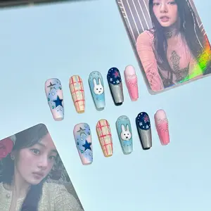 RosePop | NewJeans-Inspired Press-On Nails (Basic Coffin)