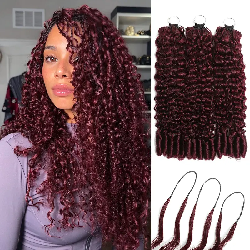 【New Color】Asakiss Miracle Knots Human Hair Crochet Hair, Burmese Curly Tangle-Reduced Pre-Separated Bundles, 99J Burgundy & #4 Chocolate Brown, 40 Strands 48-52g/Pack, Time-Saving Protective Hairstyles (4-5 Packs for Full Head)