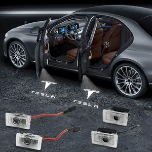 2-Pack LED Car Welcome Door Light Badge Accessories, Led Step Lights, Fits Tesla Spacex Model 3 Highland Edition, Model S, Model X, Model Y, European Road Version