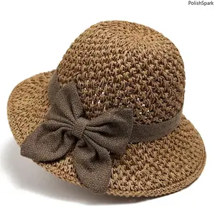[Mother's Day Gift] Women's Hand-knitted Summer Straw Rope Structured Hat, Foldable Wide-brimmed Casual Outdoor Sun Accessory, Round-top Beach Essential, 2-Color Options, Everyday Fashion Item, Casual Outdoor Hat,summervibes