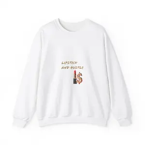 Lipstick & Hustles Sweatshirt, Unisex Crewneck Jumper, Work Hard Gift, Cosmetics Lover Top, Glam Boss Apparel, Hustle and Grind Pullover