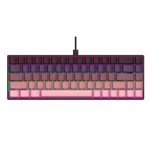 AJAZZ AK680 wired mechanical keyboard side engraved gradient pink female keyboard full key hot swappable 68 key small configuration e-sports game keyboard mixed color DIY suitable for e-sports games and office girlfriend gifts