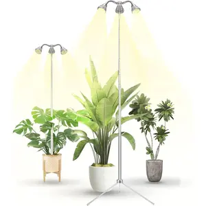 STANDARD GOODS Grow Lights for Indoor Plants Full Spectrum with Detachable Tripod Stand, 10-55 Inches Height Adjustable Aluminum Alloy Indoor Plant Grow Lamp with Auto On/Off Timer Function