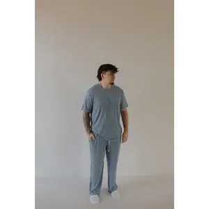 Men's Short Sleeve Pajamas | Blue Gingham