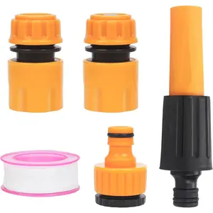 Garden Hose Connectors Fitting Set Hose Pipe Quick Connector Inlet Adapter for Reels and Carts, Water Connection, Hosepipe Fitting Fits 1/2 & 3/4 Inch Universal Tap (4 Fitting, 1 Waterstop)