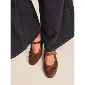 Cider SQUARE TOE BOWKNOT DECOR BUCKLE MARY JANE FLATS