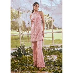 Peach pink tunic and sharara set