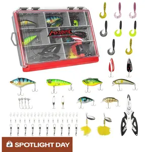 KastKing MadBite Fishing Kit –71/143/182/265/400PCS Complete Tackle Set with Hooks, Sinkers, Bobbers & Storage Box for Bass, Trout & Panfish Fishing Practice Casting Lure  SummerVibes