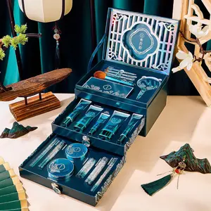 Millennia World: Green LOTUS Beauty Makeup And Skin Care - 18 Pieces Set Color Eyeliner  Cosmetic  Brush Powder Lipstick Gift Daily