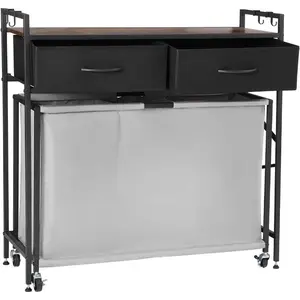 VEVOR 3 Section Laundry Sorter, Large Laundry Hamper with Metal Frame and Wooden Tabletop, Freestanding Storage Organizer Baskets with Pull - Out 600D Oxford Cloth Bags for Dirty Clothes, BathroomVEVOR Super Brand Day