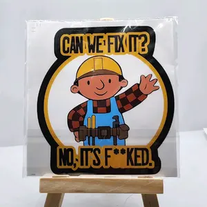 Hilarious Construction Sticker 4inch by 4inch Decorative Fun and Functional Ornaments for Home Office Party Decor Classical Theme