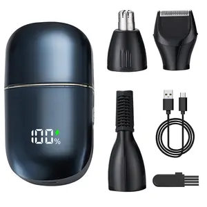 Nose Hair Trimmer for Men and Women, Rechargeable 3-in-1 Trimmer for Eyebrow Fuzz Hair Removal, Detachable Head, Easy to Clean, Portable Travel Size Nose Trimmer, Dual Edged Blades Attachment Brush Cordless Facial
