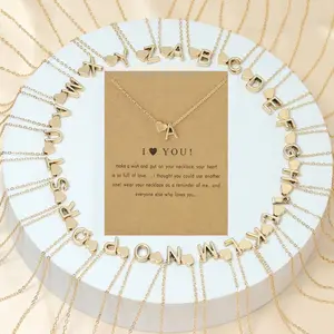 26-Letter Golden Heart Necklace, A Perfect Birthday or Mother's Day Gift for Women and Girls, Exquisite Card