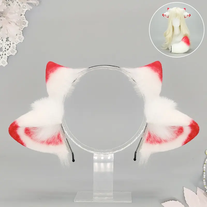 Animal Ear Attachment Headbands Set - Sheep Ears for Cute Vibes, Furry Cosplay Headbands, Plush Tail, Comic Con-Ready Styling, Halloween Use, Girls' Gifts, Fashion Accessories