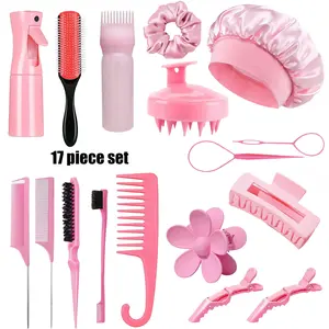 17 piece hair styling kit with a variety of hair styling tools, making it easier and faster to comb your hair on shampoo days. Suitable for all dry and wet hair types, suitable for various hairstyles Hairdressing Set