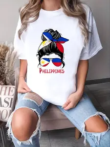 100% Cotton Filipino Girl Filipina pinay girl Philippines woman flag T-Shirt