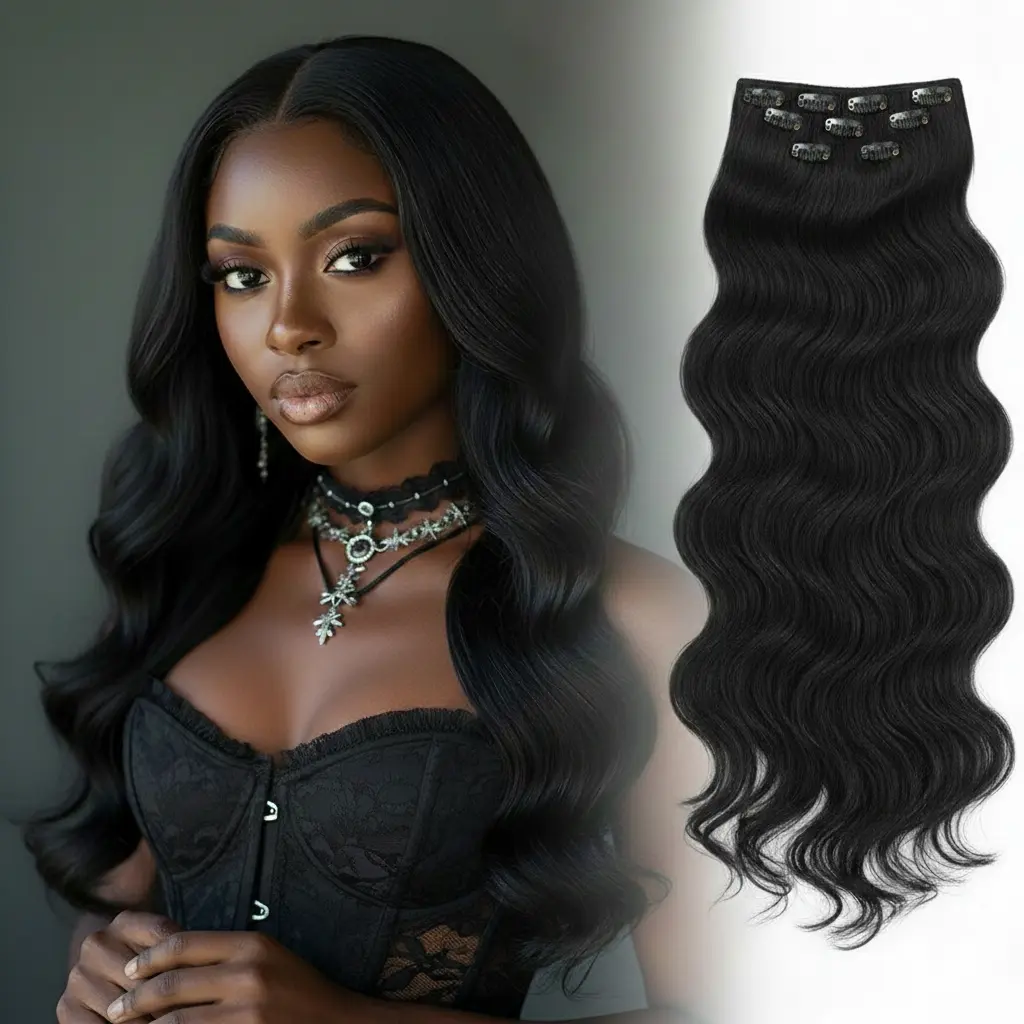 20 Inch 6PCS Invisible Clip-in Body Wave Hair Extensions Tangle-Free Long Lifespan Thick Natural Look for Women