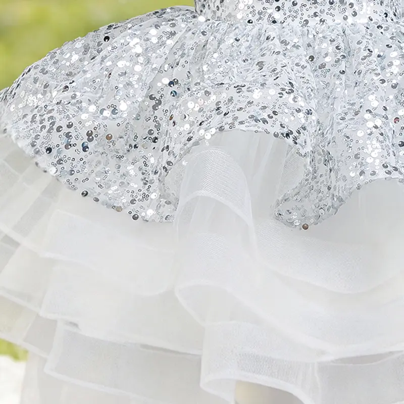 Girls Party Dress - Dazzling Silver Sequin Pageant Gown, One-Shoulder Ruffle High-Low Tutu for Birthdays & Formal Events first communion dress - TikTok Shop Girls Party Dress - Dazzling Silver Sequin Pageant Gown, One-Shoulder Ruffle High-Low Tutu for Birthdays & Formal Events first communion dress - TikTok Shop