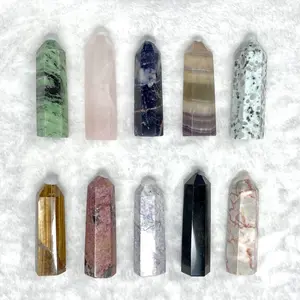 8~9CM Height Any 5 Counts Different Materials Crystal Wands Set Healing Stone Home Office Decor From IG Crystal Amethyst Black Onyx Selenite