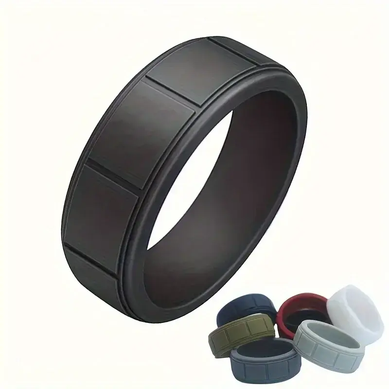 1pc Sporty Business Rectangle Silicone Rings, Gift for Men Boyfriend Father Outdoor Working Sports Daily Wear Wedding Ring