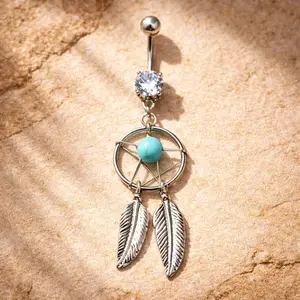 Surgical Steel Dream Catcher Belly Button Navel Ring