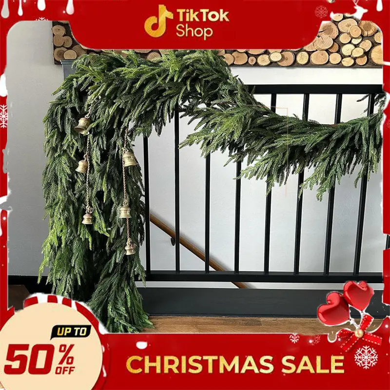 70.8 Inch Pine Vine , Real Touch Plants for Stairs,Fireplace, Patio, indoor and Qutdoor pre-it,artificial greenartificial wreath