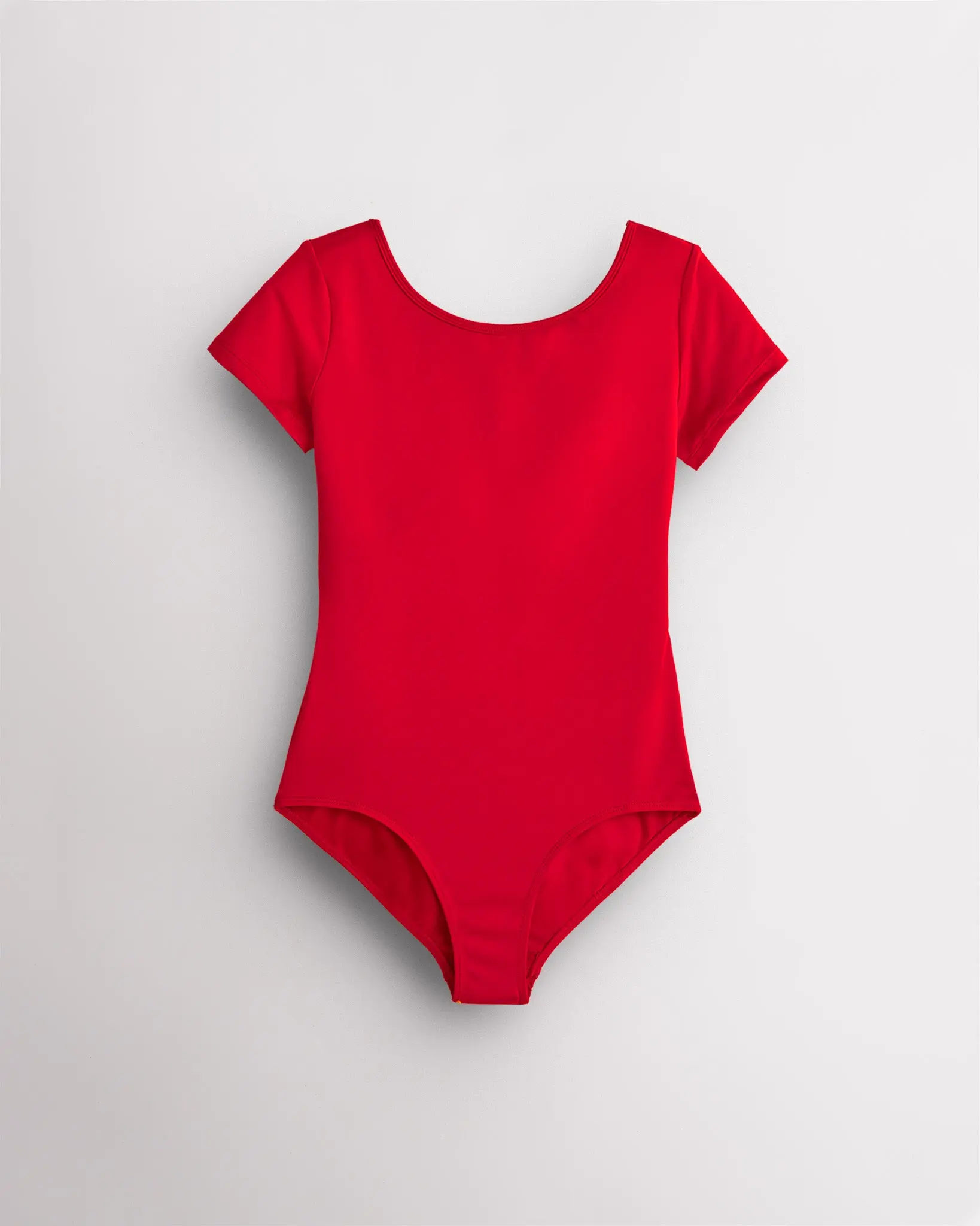 Girls' Performance Short-Sleeve Leotard, Ballet Wear for Dancing, Polyester Mix Fabric, Slim Cut, Stretch Fit