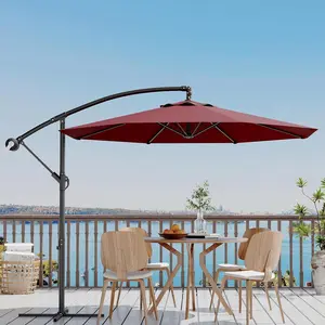 10FT Offset Cantilever Umbrella with Cross Base, Infinite Tilt & Crank Lift Design, UV and Fade Resistant Canopy with Adjustable Vent, Perfect for Backyard, Garden and Poolside summergarden outdoor