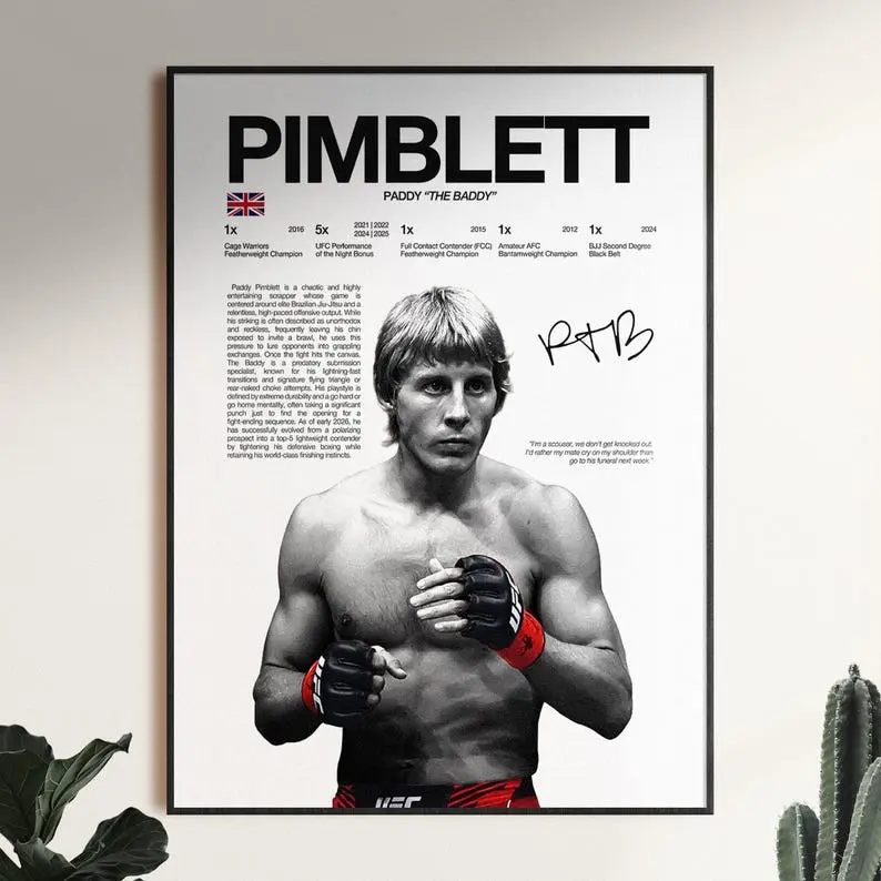 Paddy Pimblett Poster, UFC Wall Print, MMA Wall Print, Fighter Poster, Gym Poster, UFC Fan Room Decor, Gift for Him, ufc Champion