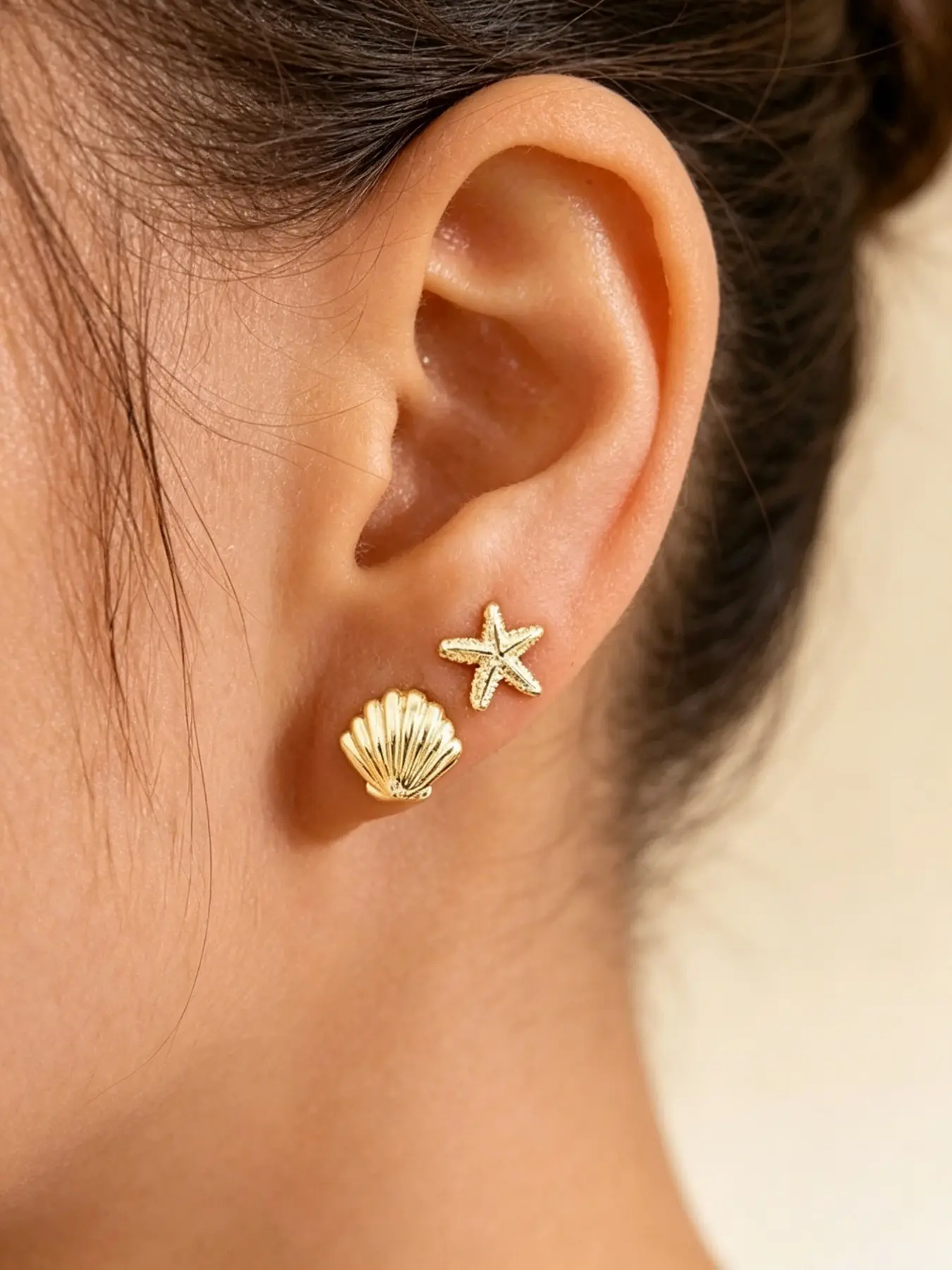 Starfish Shell Earrings, Unique Women's Beach Vacation Jewelry, Daily Wear Accessories, Fashionable Starfish Design Ear Studs, Ear Cartilage Studs, Boho Earrings, Beachy Earrings