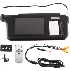 7Inch Black Car Right Sun Visor Rear View Mirror Screen LCD Monitor 2 Channel Video