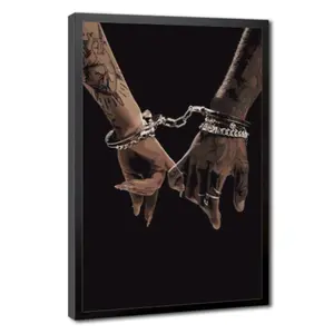 Room decoration, African American art, Black couple art, Black love art, African wall art, Black couple wall art photos and posters, you can choose to buy just the poster or with a black frame; the prices differ.