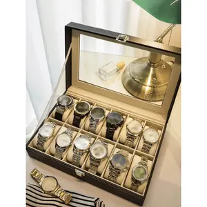 1 large-capacity leather watch box, jewelry storage and display box, unisex watch storage box, travel storage box