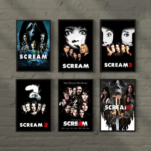 Halloween Horror Movie Posters, Classic Movies Collection Minimalist Art Print, Vintage Spooky Designs Teens Room Decorations