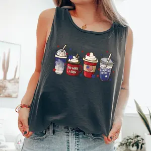 Coffee Drinks, Fourth of July, America, Patriotic, USA Comfort Colors Tank Top