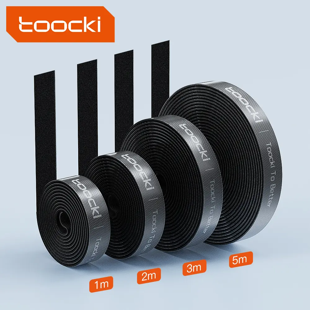 Toocki 2PCS 5M Black PP Nylon Blended Reusable Cable Ties, Adjustable Cut-to-Length Cinch Straps, Multi-Purpose Wire Cord Organizer Fastening Securing Straps for Home Improvement Electrical Wires