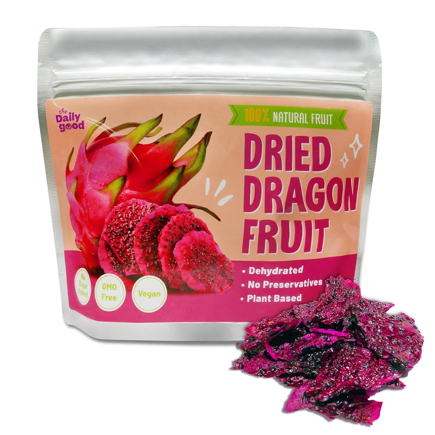 The Daily Good Soft-Dried Dragon Fruit Slices | All Natural Superfood Snacks for Adults & Kids | Healthy, Soft and Chewy | No Sugar Added or Preservatives, Gluten Free, Vegan (1.41 oz, Pack of 1)