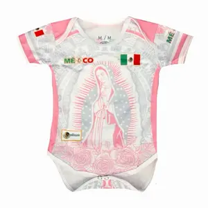 Virgencita Soccer Grey & Light Pink Unisex Jersey Mexico Flag Design for Fans San Juditas