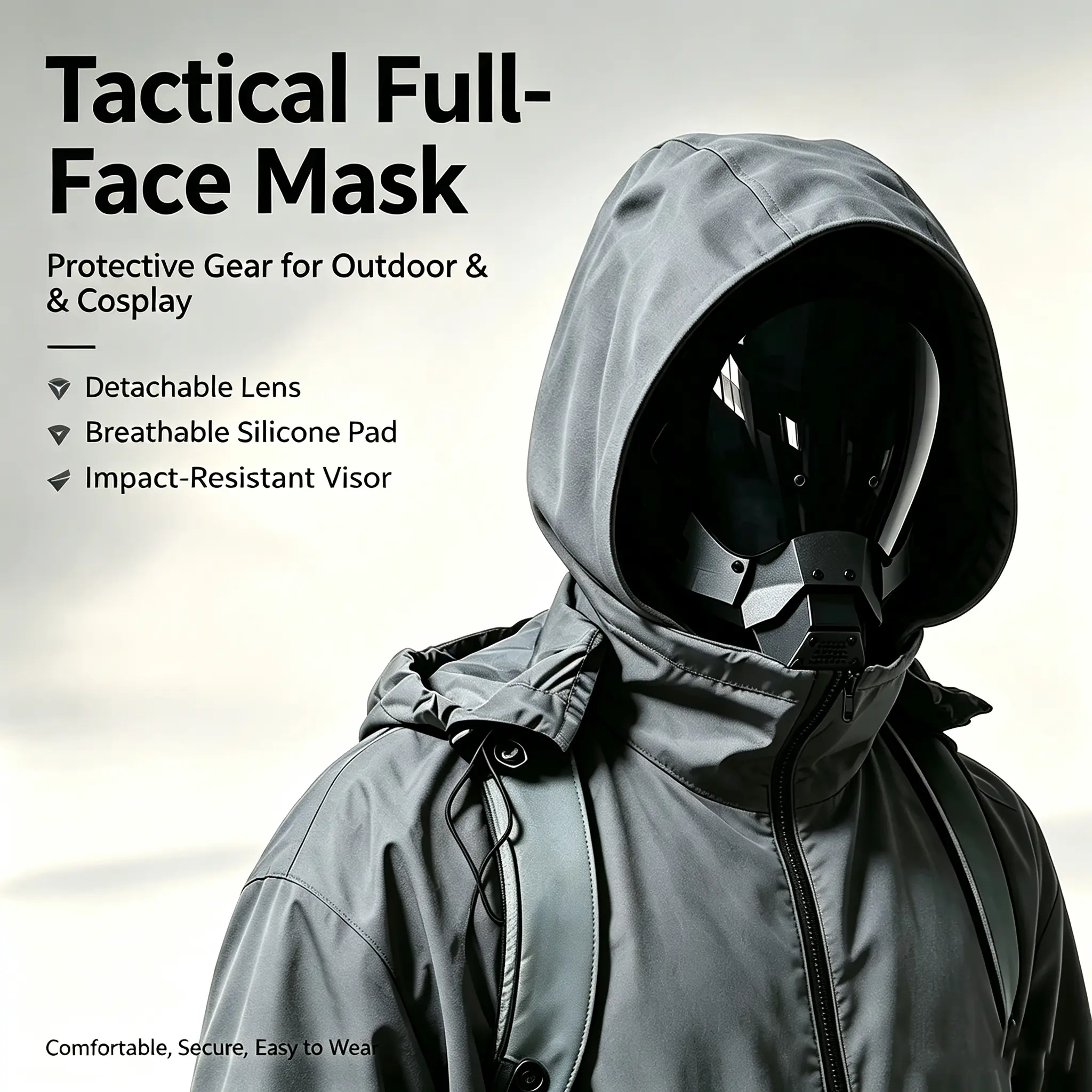 Full Face Mask, Double Sided Breathable Tactical Mask, Party Cosplay Mask, Festival & Party Supplies
