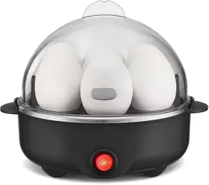 Countertop Egg Boilers, Rapid Cooker & Poacher, Family-Sized Meal Prep Essential, Makes Up To 7 Large Boiled Eggs, Dishwasher-Safe Lid With Cool-Touch Handles, Includes Poaching Tray, Black, Egg Cooker, Egg Benedict