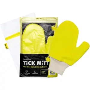 Yellow Tick Removal Glove for Humans & Pets - Safely Remove Ticks Effortlessly, Chemical-Free, Durable, Portable Tick Management Tool for Outdoor Adventures & Everyday Use