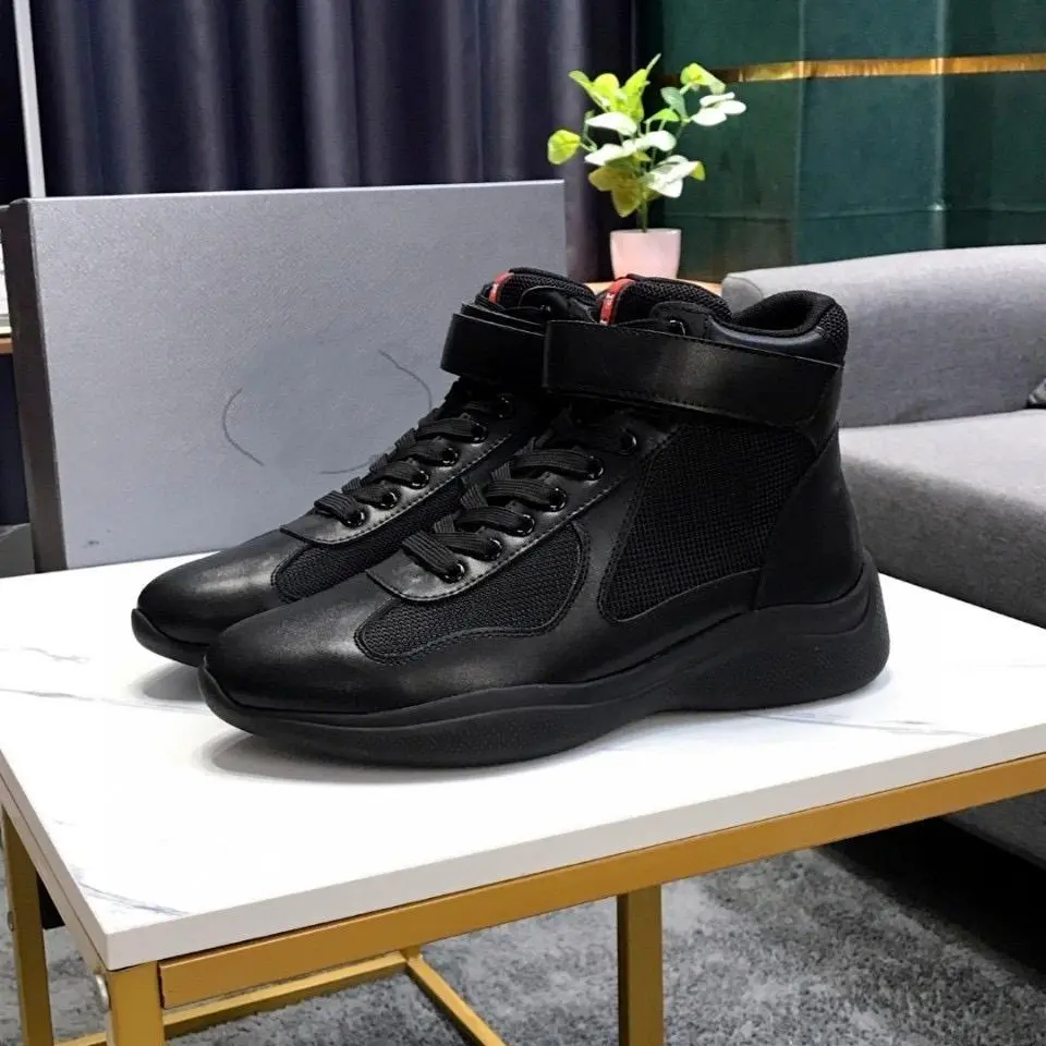Men and Women  Versatile High Top Flat genuine Leather patent leather sneakers Americas Cup Shoes Autumn/Winter