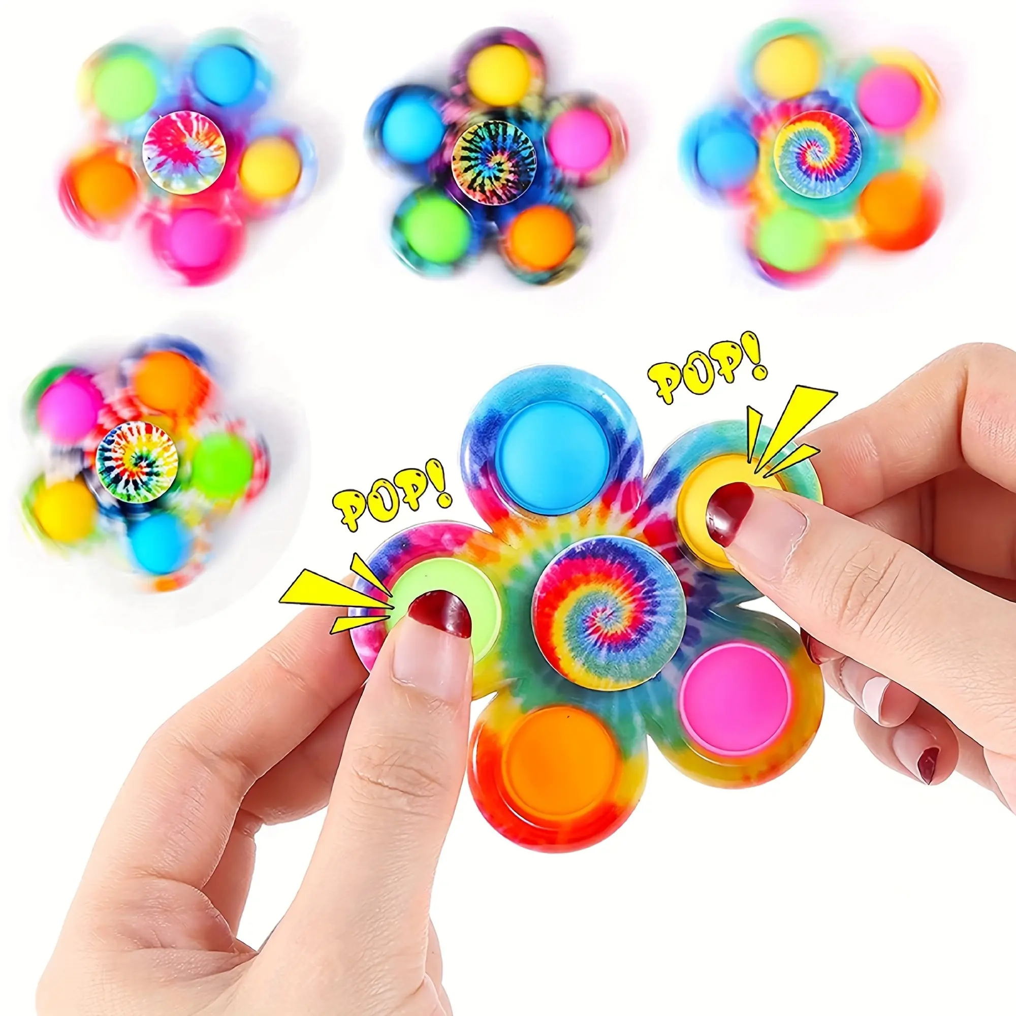 1 random Colored Fingertip Bubble Fidget Spinners, Perfect for Birthday Party Gifts, Carnival Events, Classroom Rewards, And Christmas Or Halloween Presents.