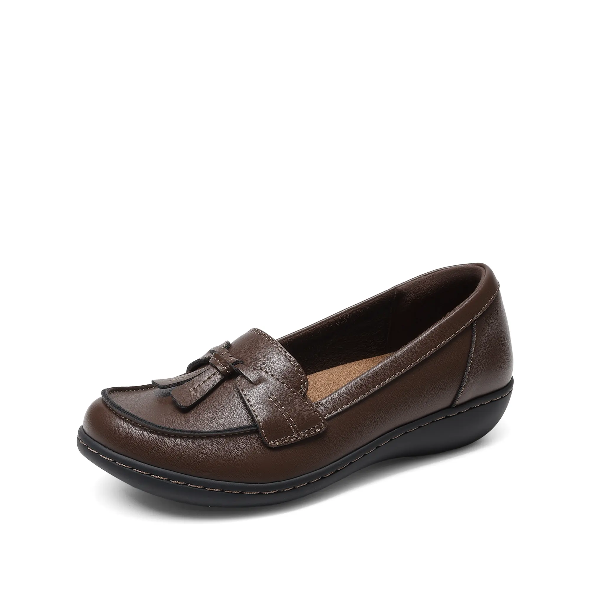 DREAM PAIRS Women's Classic Slip-On Loafers - Low Heel, RCS-Certified, Arch Support, TPR Anti-Slip, U-Shaped Heel Cup, Sweat-Absorbing Breathable Footwear for Casual, Business Use