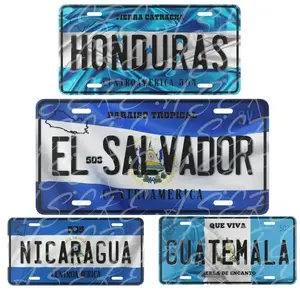CENTROAMERICA License Plate - 12x6 Inches,NICARAGUA, EL SALVADOR Corrosion-Resistant Aluminum,  Flags, Limited Edition, Easy Installation Vehicle Truck