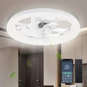 GALENTAL Dimmable Modern LED Fan Light,Ceiling Fan With Light Remote, 3 LED Color Temperature, 6 Speed Noiseless AC Motor, Timer Setting,Adjustable Brightness,White Fandelier Ceiling Fans for Bedroom,Dining room, Living room, Study, Jumpstart newyear